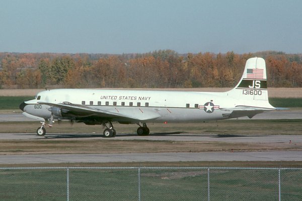A U.S. Navy Douglas C-118B Liftmaster, Bu. No. 131600, of VR-53, 1978. (Unattributed) 
