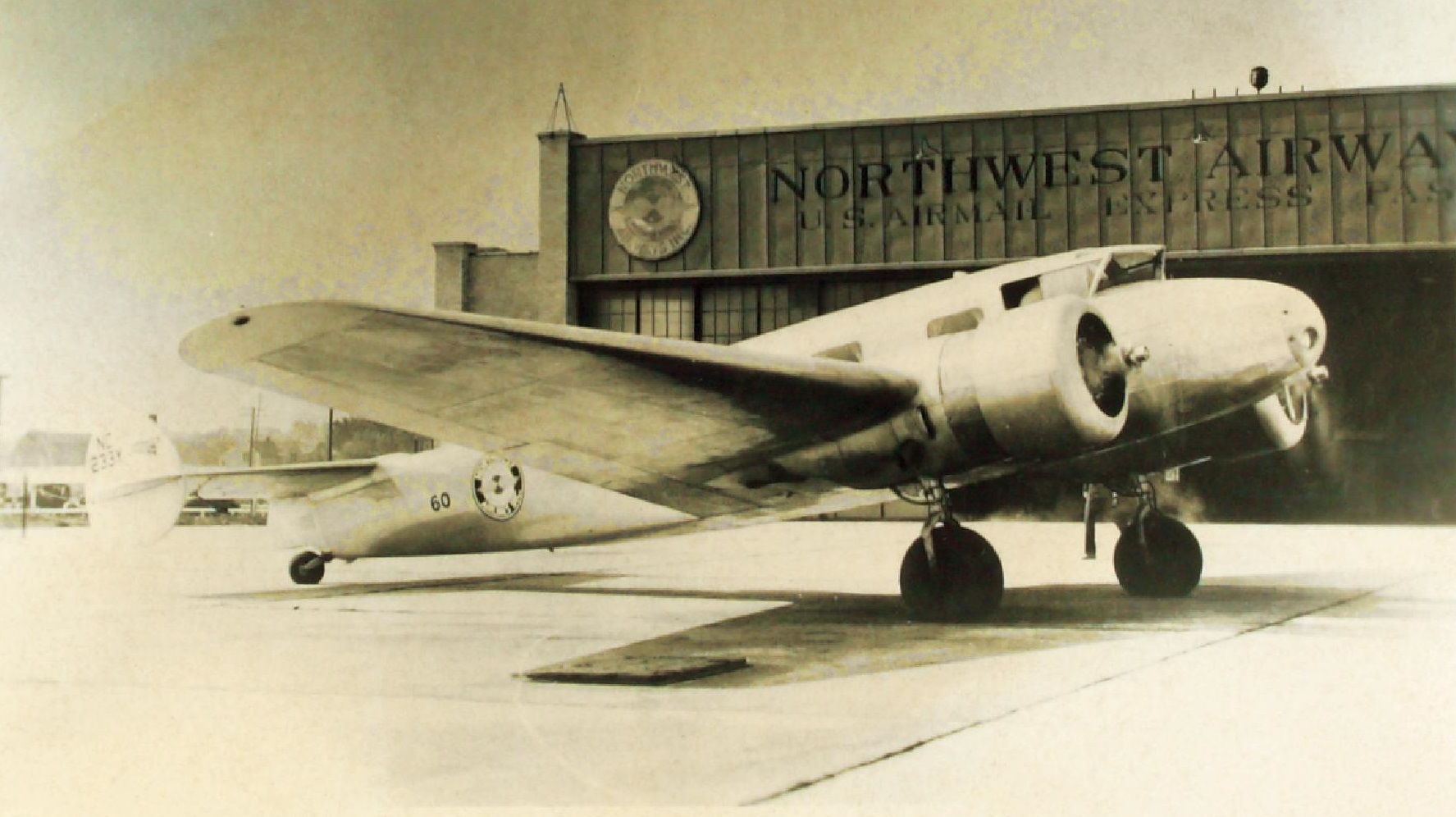 The prototype Lockheed Model 10 Electra, NC233Y, after delivery to Northwest Airways, St. Paul, Minnesota. Note the forward slant of the cockpit windshield. (San Diego Air and Space Museum Archives) 