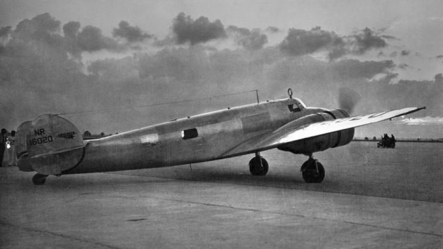 Amelia Earhart's Lockheed Model 10E Electra, NR16020, just prior to departure, Miami, Florida, 1 June 1937. Note that teh Electra's rear window has been replaced by aluminum sheet. (Miami Herald)