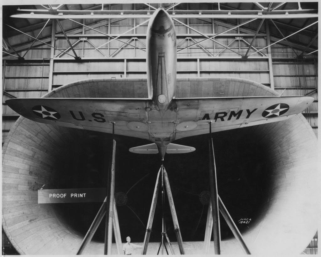 Bell XP-39 in the NACA wind tunnel at Langley Field. (NASA)