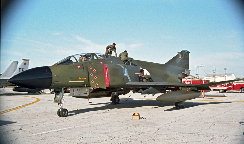 "MiG Killer," McDonnell F-4D-29-MC Phantom II 66-7463 at Holmstead Air Force Base, Florida. Six red stars on the splitter vane represent the six enemy fighters shot down by this airplane during the Vietnam War. (U.S. Air Force.