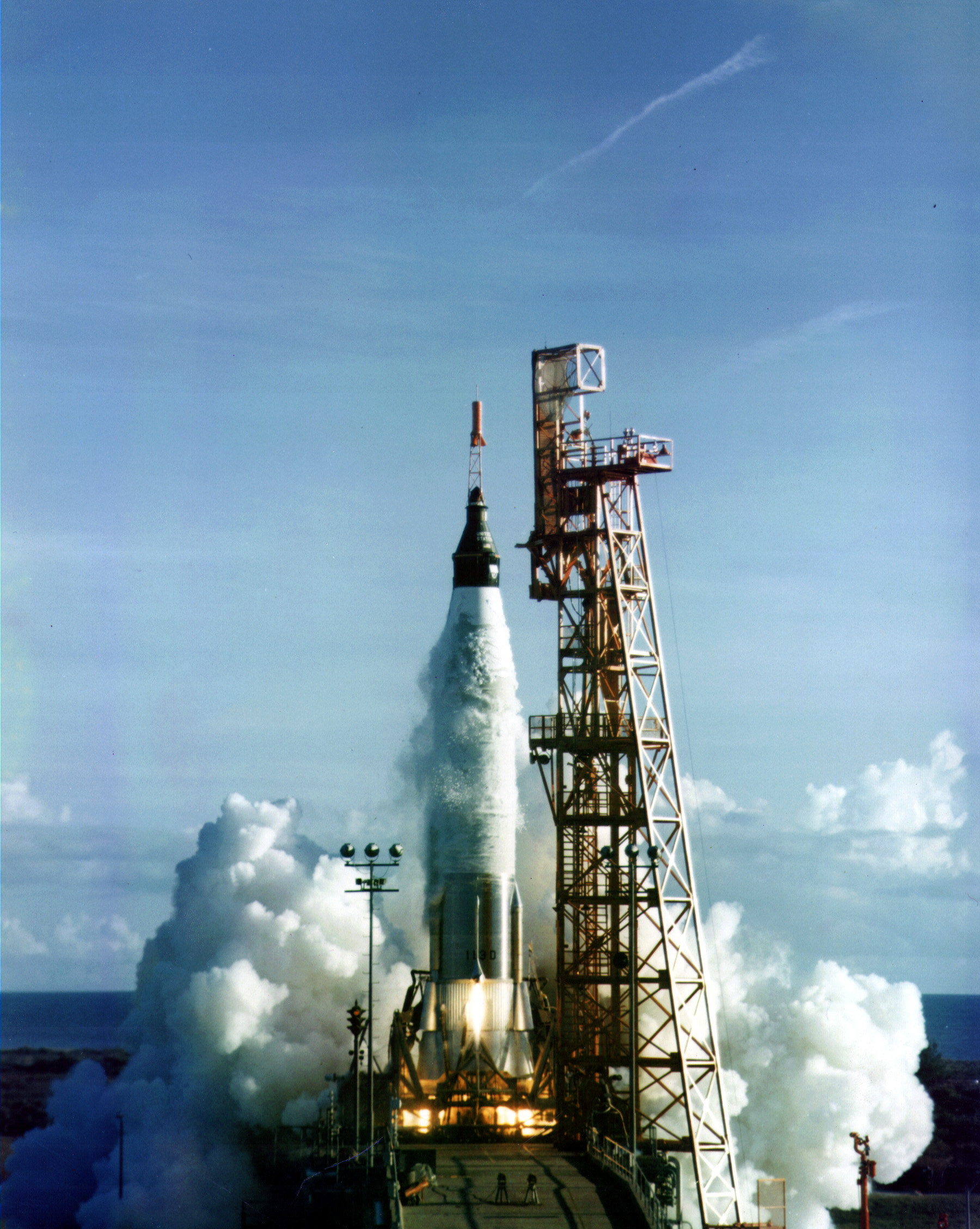 Mercury-Atlas 8 lifts off from Cape Canaveral, Florida, 3 October 1962. (NASA) 