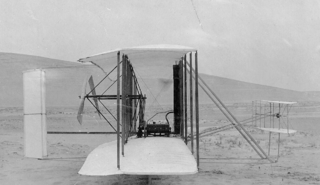 Wright Flyer, left profile. (Wright Brothers Aeroplane Company)