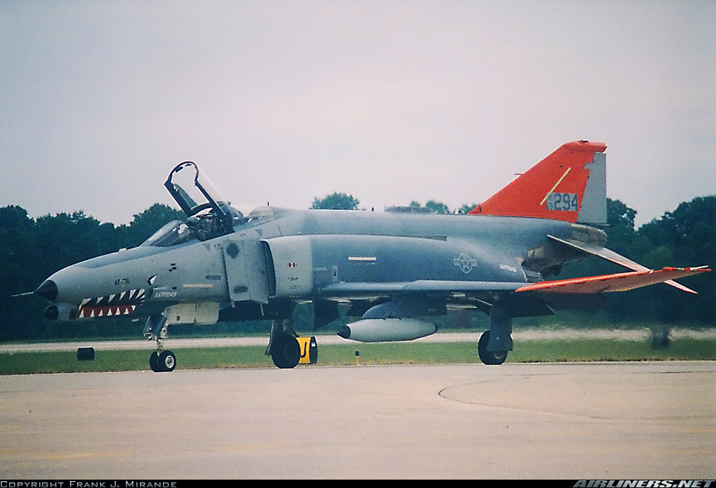The 4,000th Phantom II, now a QF-4G drone, 69-7294 taxxis at Dobbins Air Force Base, Georgia, 30 September 1998, just a few weeks before it was destroyed as an aerial target. (Copyrighted photograph courtesy of Frank J. Mirande)