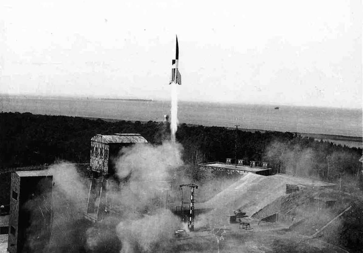 V-2 rocket launch at Peenemünde, on the island of Usedom in the Baltic Sea. (Bundesarchiv)