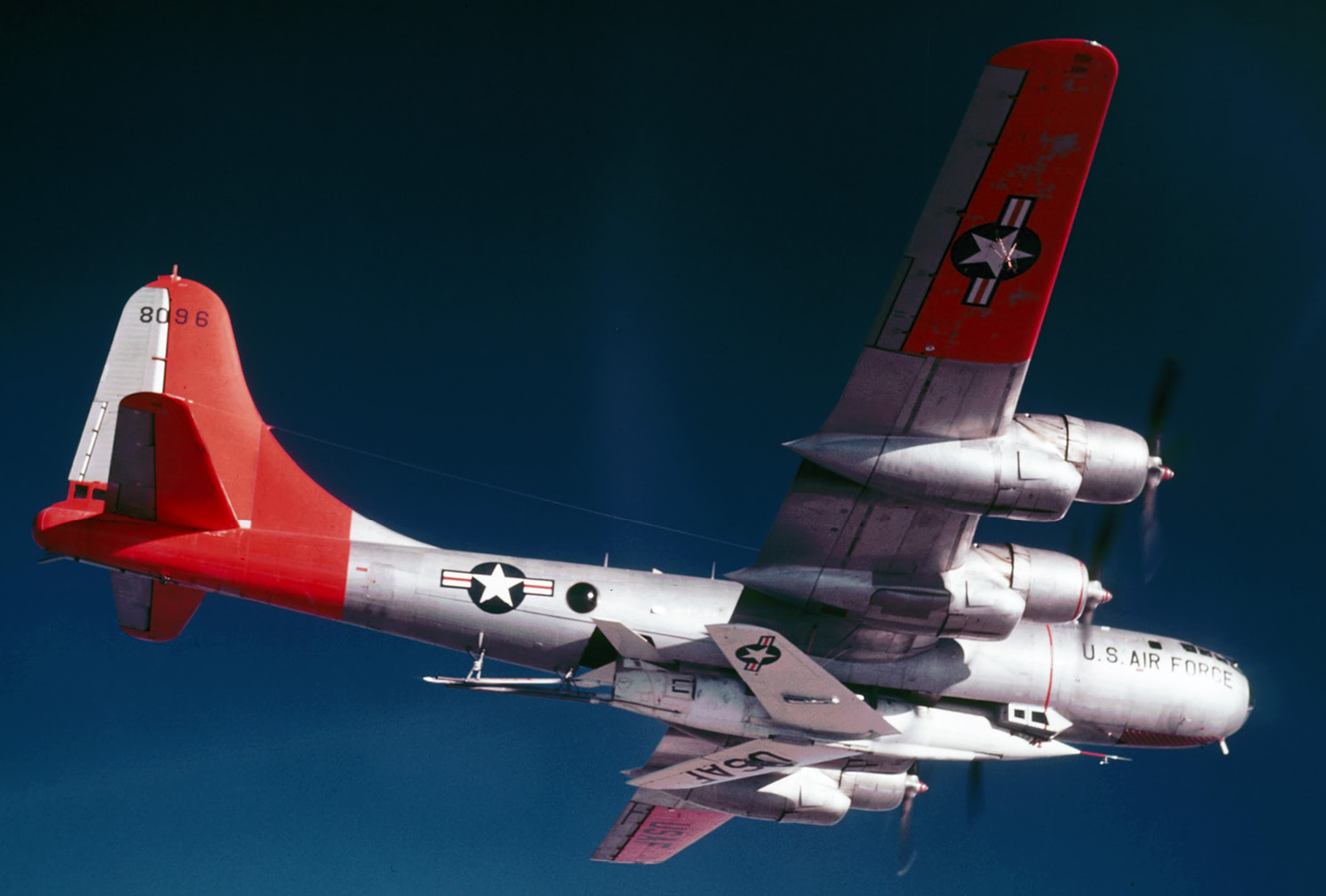 Boeing EB-50D Superfortress 49-096 with a Bell X-2 (U.S. Air Force)