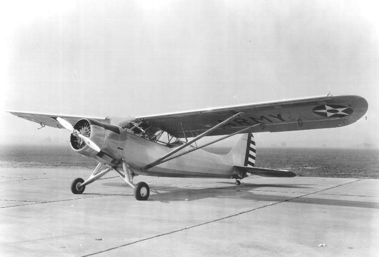 The first Stinson O-49 liaison airplane, 40-192. The type was redesignated L-1A Vigilant in April 1942. (U.S. Air Force)