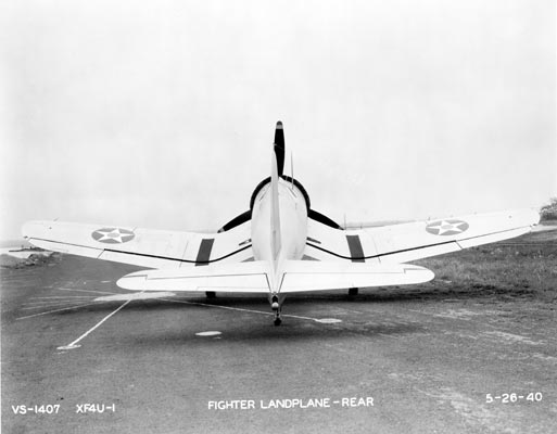 Vought Aircraft Division XF4U-1, rear, 26 May 1940. (Vought-Sikorsky VS-1407)