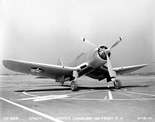Vought Aircraft Division XF4U-1, right front quarter view. (Vought-Sikorsky VS-2618)