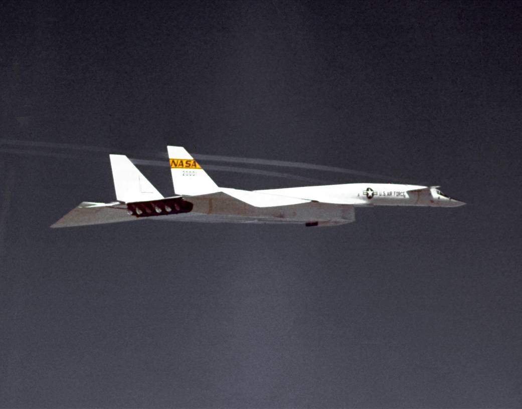 XB-70A-1-NA Valkyrie 62-0001 in cruise at very high altitude, 1968. (NASA)