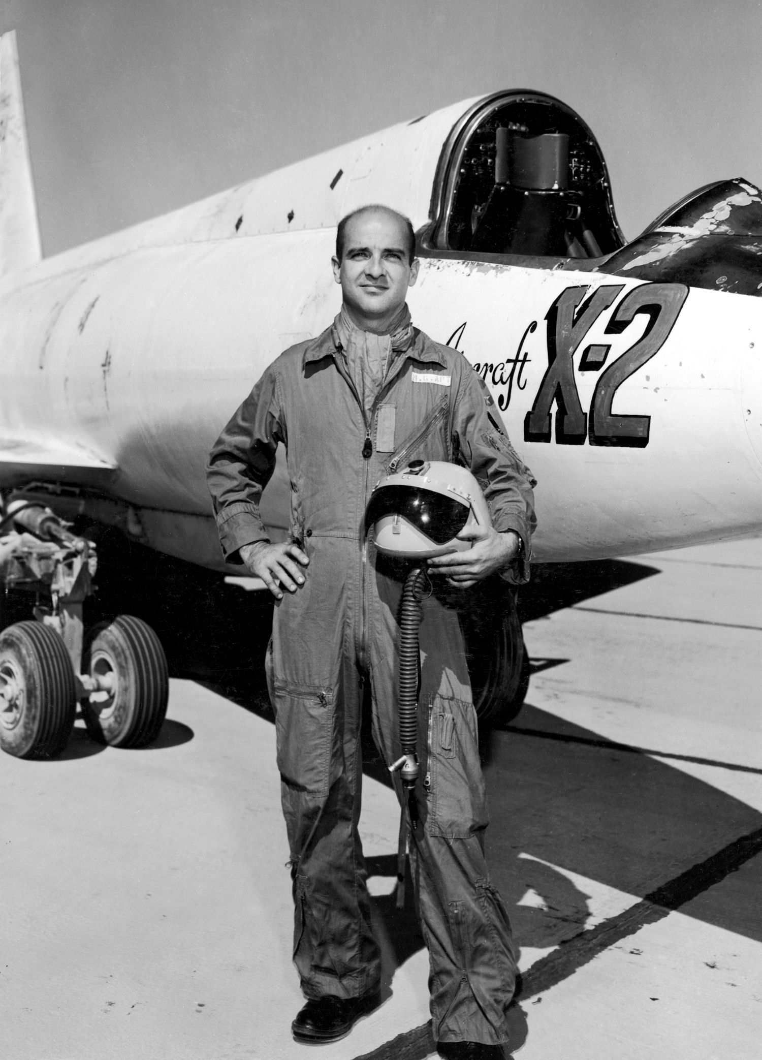 Captain Milburn G. Apt, U.S. Air Force, with a Bell X-2. (U.S. Air Force)