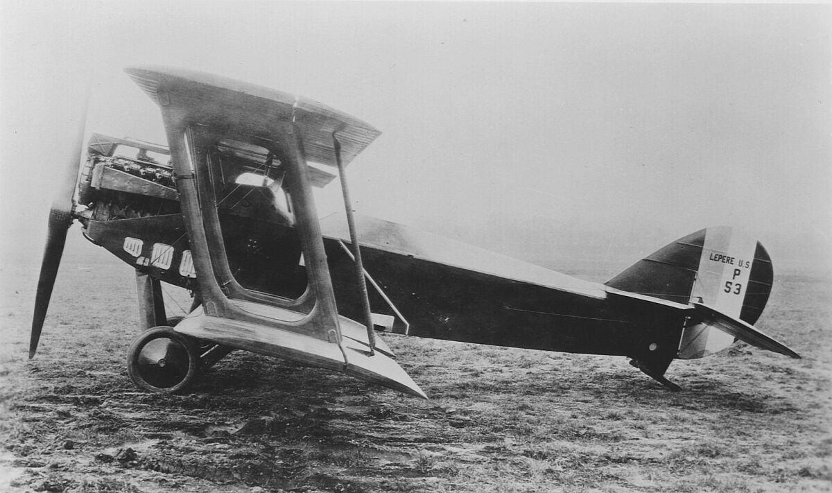 Packard Lepère LUSAC 11 P53, left profile. The turbocharger is mounted above the propeller driveshaft.