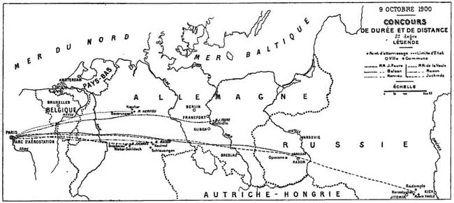 Map of the 1900 balloon race