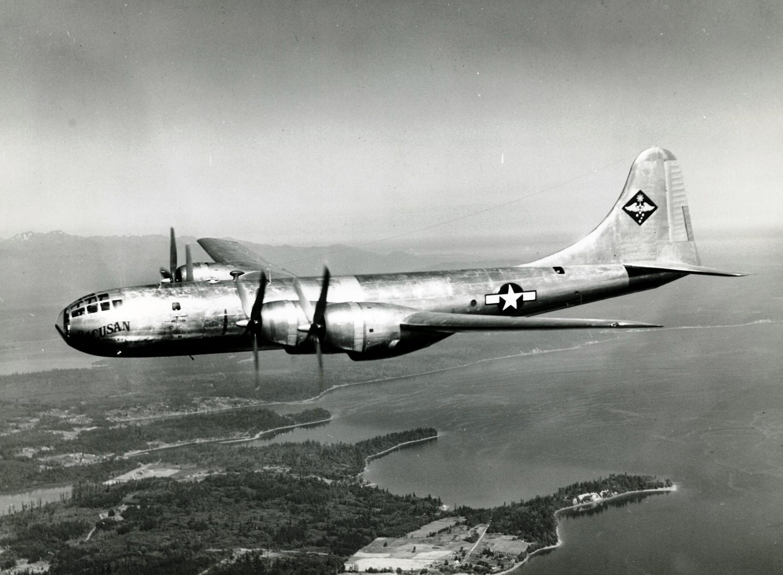 Bell Atlanta B-29B-60-BA Superfortress over Seattle, Washington. (Boeing)