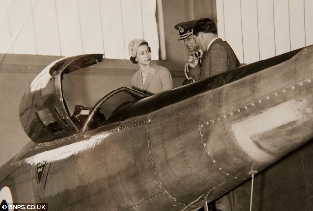 Her Majesty and Prince Phillip look over the Fairey Delta 2 with Lieutenant-Commander Peter Twiss.