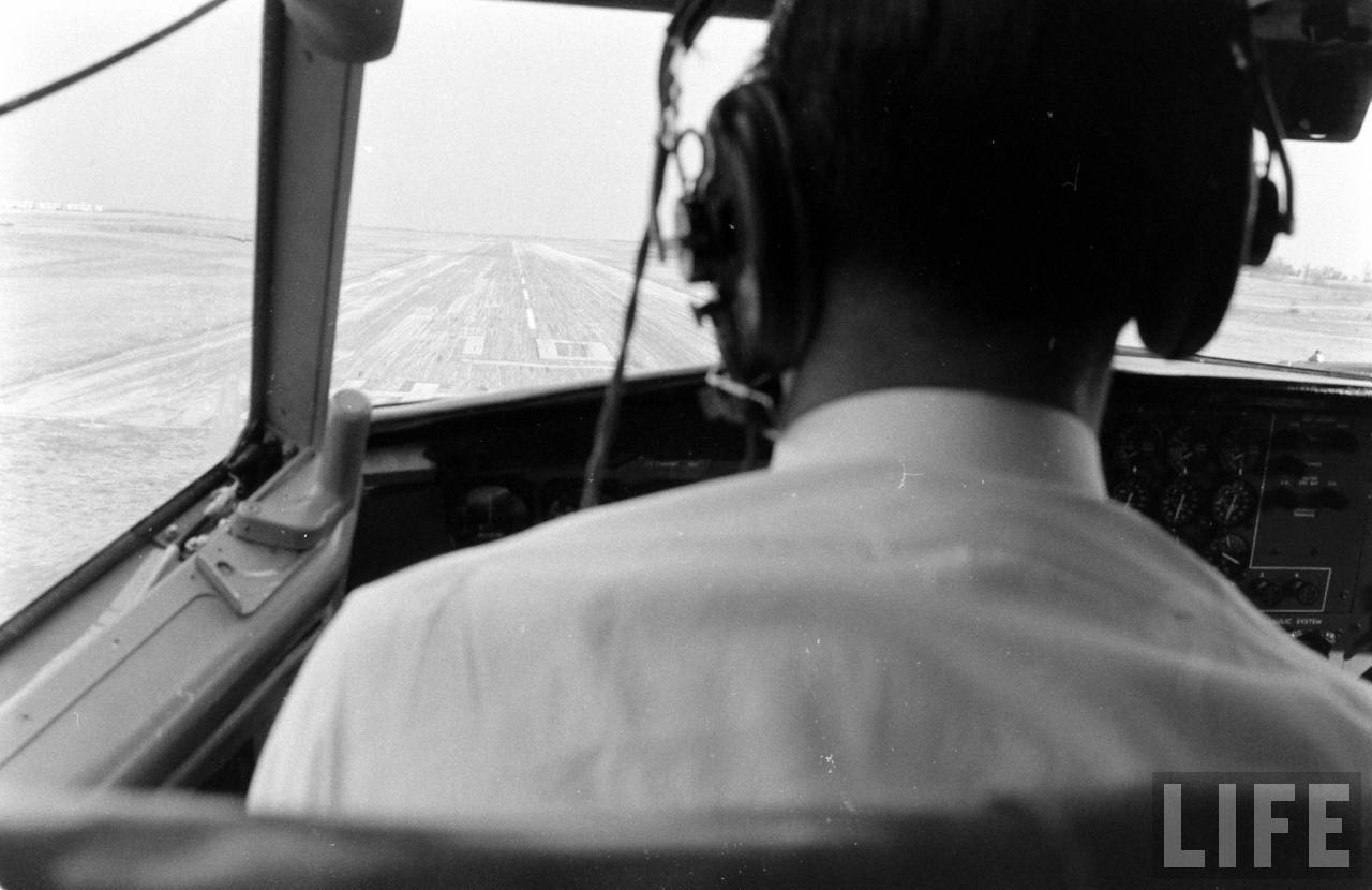 Boeing's Chief of Flight Test guides the Dash 80 to a touchdown on Runway 10, Friendship National Airport, (Leonard Mccombe/LIFE Magazine)