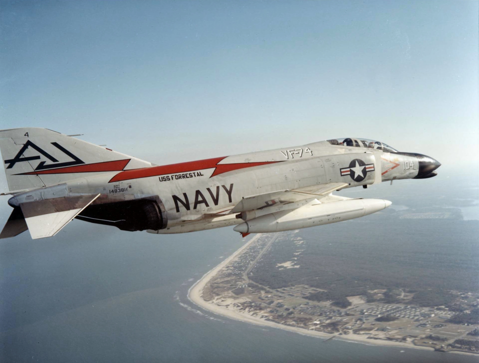 McDonnell F-4B Phantom II Bu. No. 148381 of VF-74, assigned to USS Forrestal (CV-59). (United States Navy)