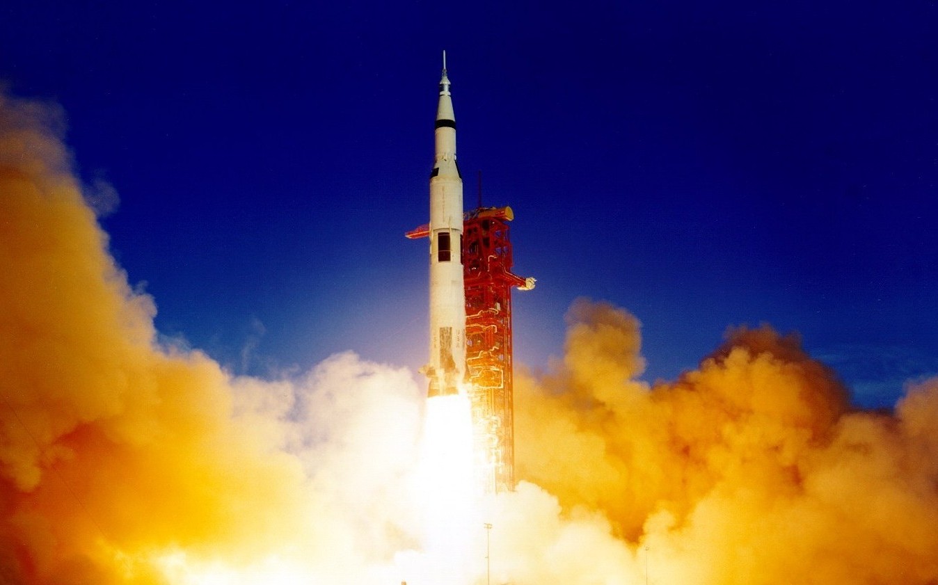 Apollo 8 (AS-503) launches from LC-39A at 12:51:00 UTC, 21 December 1968. (NASA)