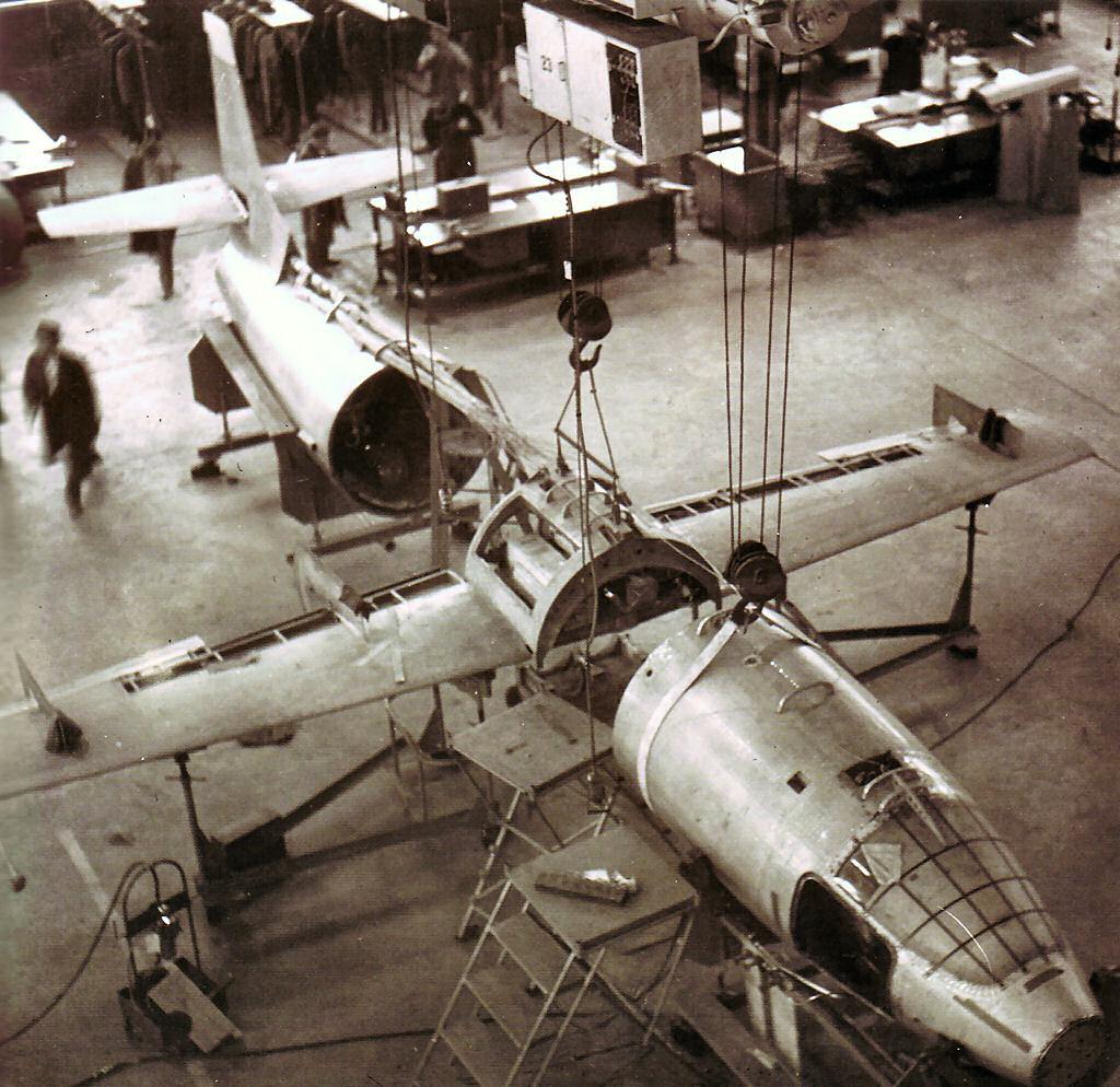 An X-1 under construction at teh Bell Aircraft Corporation plant, Buffalo, New York. (Bell Aircraft Corporation)