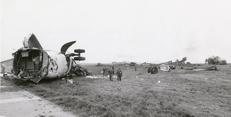 Wreck of Boeing B-52H-135-NW Stratofortress 60-0006 at Wright-Patterson AFB, 30 May 1974. (Dayton Daily News Archive)