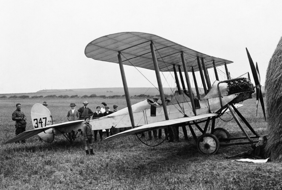 This Royal Aircraft Factory B.E.2.a, No. 347, of No. 2 Squadron, Royal Flying Corps, at Lythe, near Whitby, June 1914. Its pilot, Lieutenant Hubert Dunsterville Harvey-Kelly, Royal Irish Regiment, is at the lower right of the photograph. (Imperial War Museum Image number Q 54985)