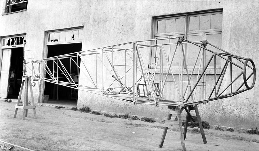 Welded tubular steel framework fuselage of the Spirit of St. Louis. (Donald A. Hall)