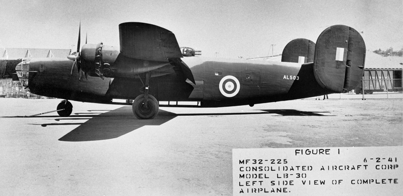 Consolidated LB-32, Liberator B Mk.II, AL503, photographed 2 June 1941—the same day it crashed. (Consolidated Aircraft Corporation)