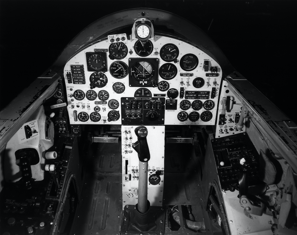 X-15A cockpit with original Lear Siegler instrument panel. (NASA)