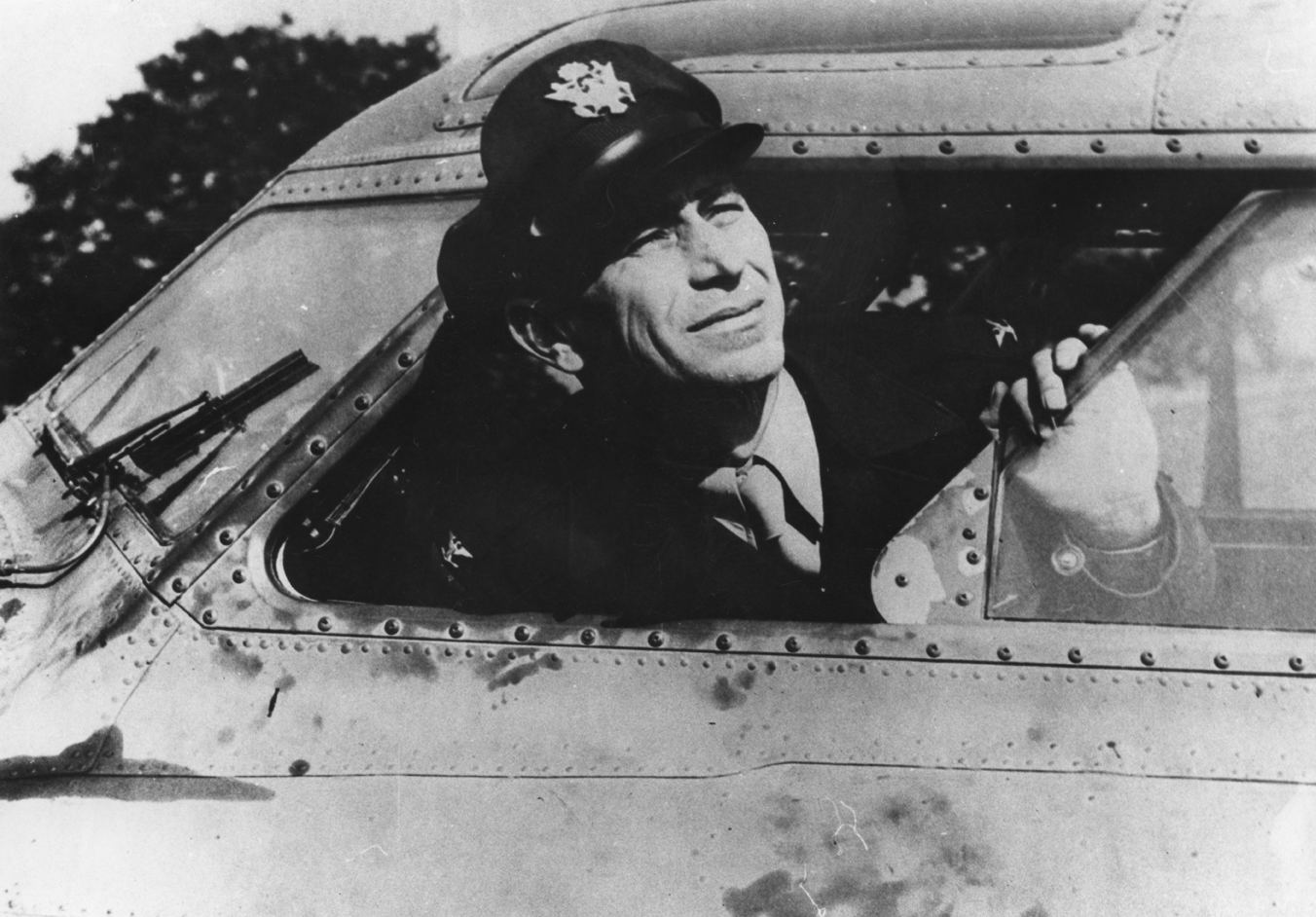 Colonel Frank A. Armstrong in the pilot's position of a Boeing B-17 (Imperial War Museum, Roger Freeman Collection, Object Number FRE 890)