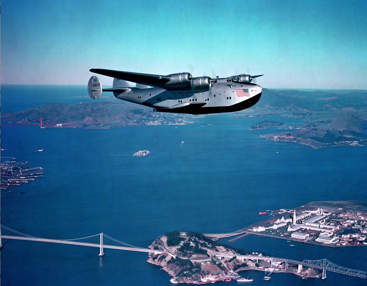 Image of Boeing 314 Clipper Yankee Clipper taking off, 1939 (b/w