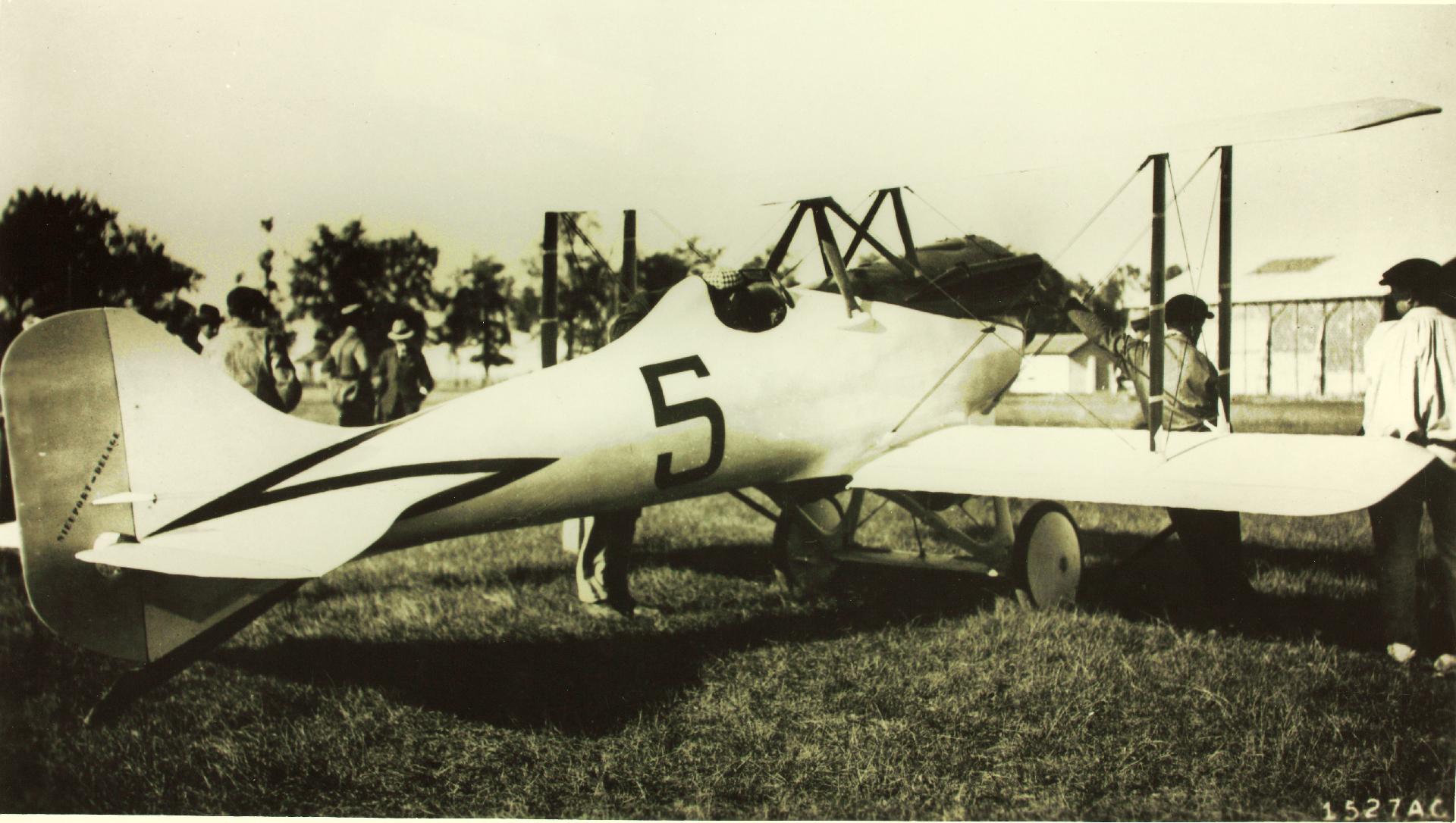 This right rear-quarter view of a Nieuport-Delâge Ni-D 29V shows the shortned single-bay wing configuration. (United States Air Force)