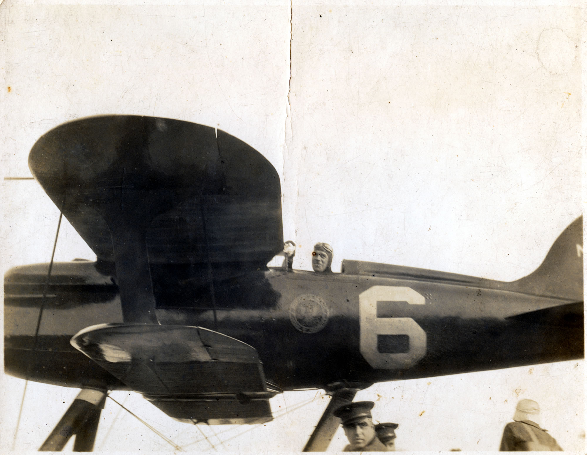 Christian Frank Schilt in the cockpit of the Curtis R3C-2 racer, number 6. (National Air and Space Museum, Smithsonian Institution)