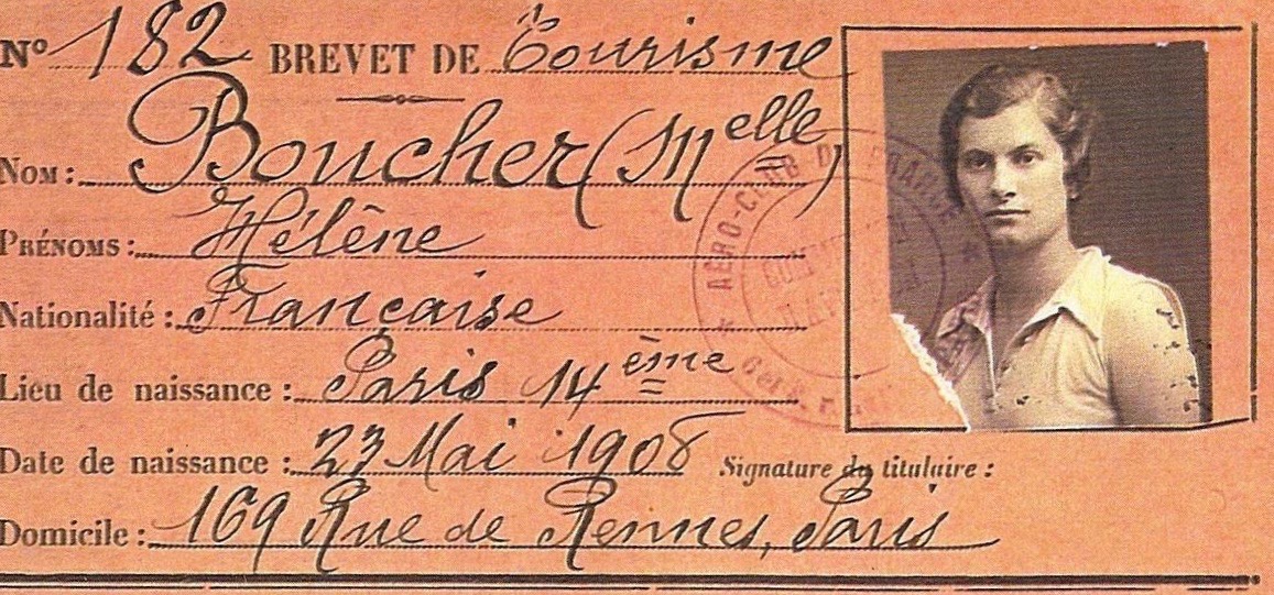 Mlle Bouchere was awarded Certificate Number 182 by the Aero-Club de France