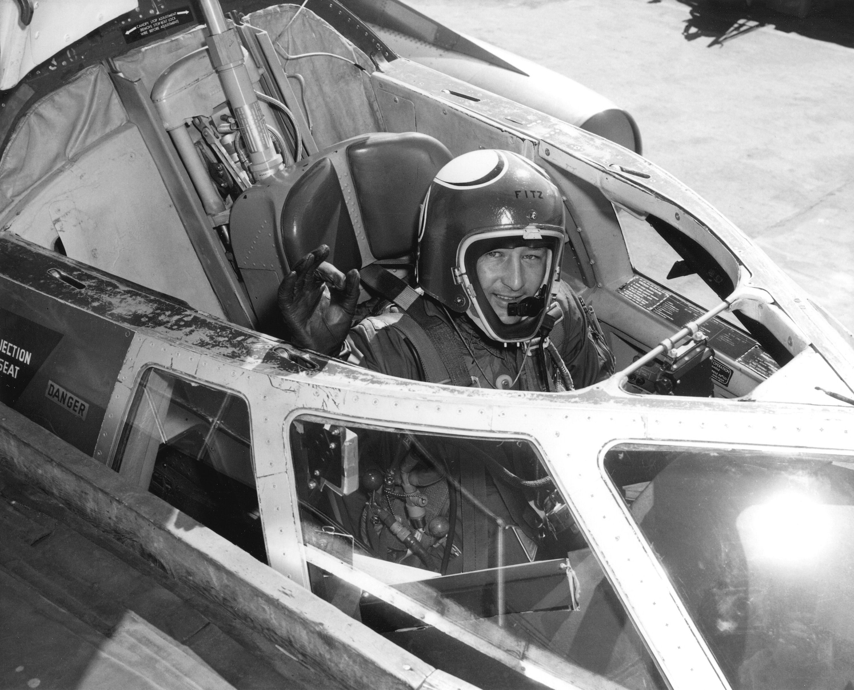 Major Fitz Fulton in the cockpit of a Convair B-58. (Jet Pilot Overseas)