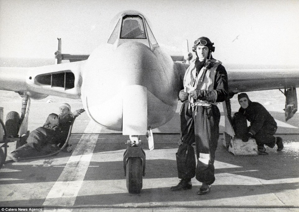 Captain Eric ("Winkle") Brown, RNAS, aboard HMS Ocean, 3 December 1945. (Daily Mail)