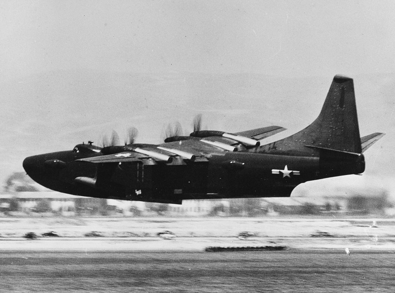 First flight of the Convair XP5Y-1 Tradwewind, San 