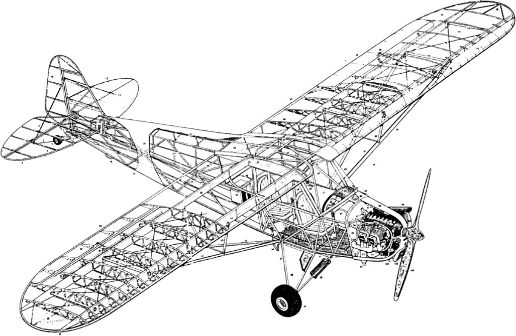 Конструкция самолета. Самолет Пайпер l-4. Пайпер j3 чертеж. Piper l-4 Grasshopper. Чертежи самолета Пайпер j3.